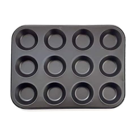 AAD 12 pcs Heavy Duty Carbon Tin Bun Tray - Bun Tin Tray - Non Stick Carbon Steel- Makes Soft Cupcakes & Buns Cover