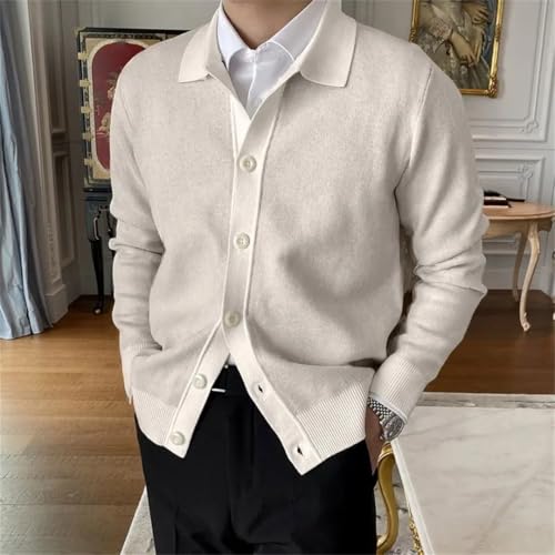 Wjnvfioo Mens Solid Cardigan Sweater Long Sleeve Button Down Casual Collared Slim Fit Knit Sweater3