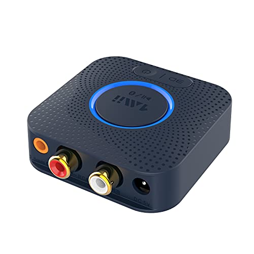 1Mii Bluetooth レシーバー オーディオ ブルートゥース 受信機 AAC/APTX LL/APTX HD 3D ステレオ 対応 小型 ワイヤレス 伝送距離遠い ver5.0 低延遅 再生 RCA AUX 3.5mmステレオミニプラグ接続 ステレオシステム スピーカー 車載 カーステレオ 等に適用 充電しながら使用可 B06HD