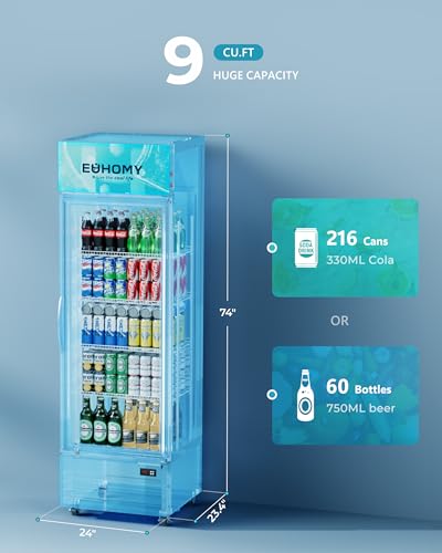Image of EUHOMY 9 Cu.Ft Commercial Refrigerator, Display Fridge with Lock