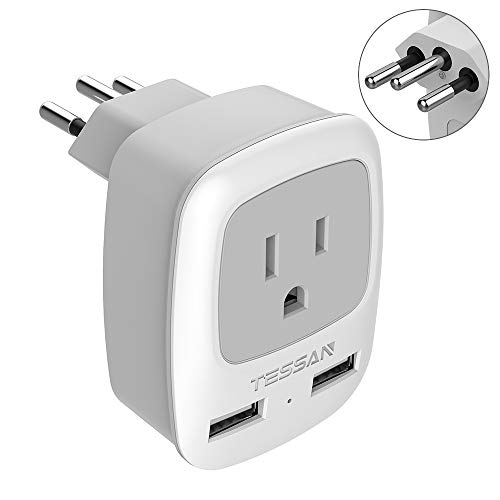 Brazil Power Adapter Travel Plug - TESSAN 3 in 1 USA Outlet Adapter