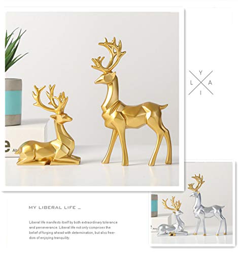Outasight Nordic Style Origami Elk, Resin Sitting Standing Deer Statues, Reindeer Figurines, Ornaments Living Room Tv Cabinet Wine Cabinet Gifts For Home Decoration (One Pair) (White) #TOP4