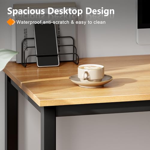 Need Computertisch Schreibtisch 100x60 cm PC Tisch Bürotisch Arbeitstisch Esstisch für Home Office, Teak & Schwarz AC3BB-100