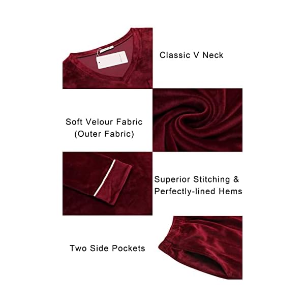 Ekouaer His Pajamas Sleepwear Matching Couple Christmas Pajamas Set with Pockets(Wine Red,S - Image 5