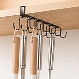 Gancho de doble fila para colgar sin perforaciones, organizador de pared para cocina, baño, armario, 1 unidad (negro)