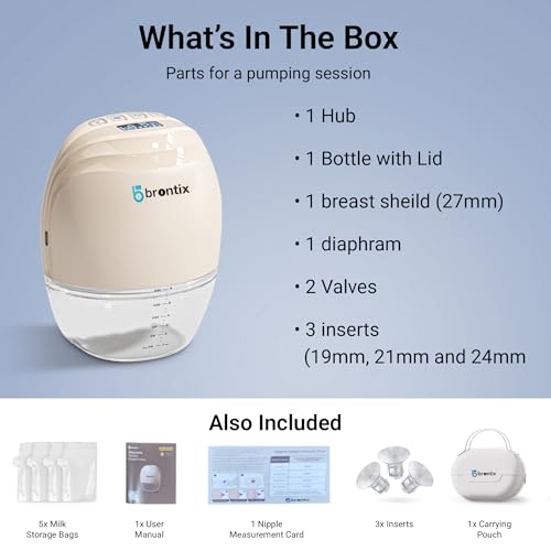 Image of BRONTIX S2 Wearable Breast Pump Electrical | Hands Free Electric Breastfeeding Pump | 3 Modes & 12 Speed Levels | Electric Breast Pump for Feeding Mothers | Automatic