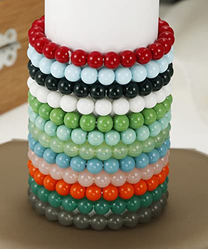 Bomail 12Pcs 8Mm Beaded Stretch Bracelet Handmade Round Glass Bracelet For Women Multicolor Matte Beads Elastic Bracelet Gifts #TOP4