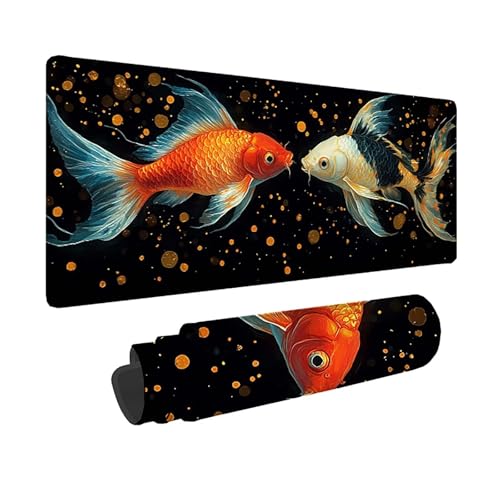 Tapis de souris XXL 800x400mm noir poisson sous main bureau imperméable