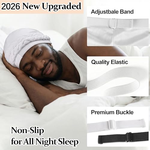 Image of Ababalaya Adjustable Satin Lined Turban for Women Mens Halo Turban Silky Lined Head Wraps for Waves Braids Locs Sleep Cap