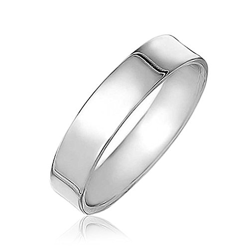 Personalized Minimalist Simple 925 Sterling Silver Flat Couples Wedding Band Ring For Women For Men 4MM Custom Engraved