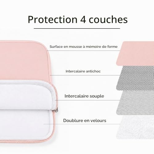 Housse pour ordinateur portable MacBook Neo 13" A3404 2026 A18 Pro avec 2 poches et accessoires (rose pâle) – vue 6