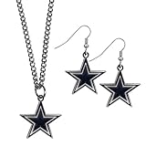 NFL Siskiyou Sports Womens Dallas Cowboys Dangle Earrings and Chain Necklace Set One Size Team Color