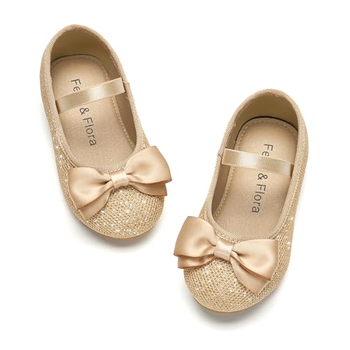 Image of Felix & Flora Toddler Flower Girl Dress Shoes - Girl Ballet Flats Party School Shoes Wedding