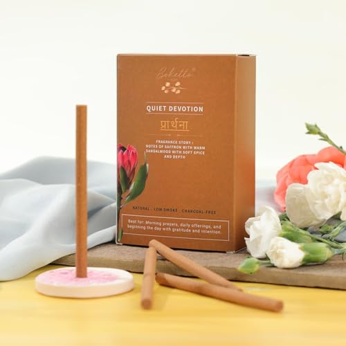 Image of Prarthana Bambooless Incense Sticks | Saffron & Sandalwood Fragrance | Pack of 30 Low Smoke Bamboo-Free Incense for Pooja, Mandir & Meditation | Clean Burning Devotional Home Fragrance
