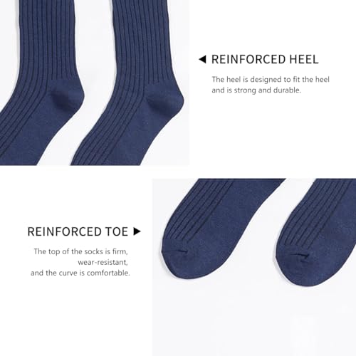 Image of Women Crew Dress Socks Cotton Solid Color Slouch Sock for Dressy Shoes 5 Pack