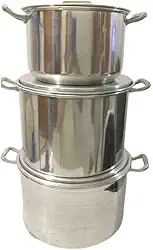 Kit para Feijoada Alumínio 3 Peças com Tampas – Panelas Industriais Nº23 Nº25 Nº27 | Caçarolas Reforçadas 3mm para Restaurantes e Cozinha Doméstica