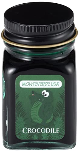 Image of Monteverde Jungle Fountain Pen Ink, 30ml, Crocodile (Green) | Animal-inspired fountain pen ink with bold color, smooth flow, and creative writing personality.