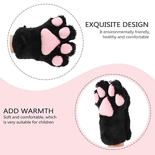 Homoyoyo Bear Claw Gloves Fluffy Cat Costume White Cat Paws for Cat Furry Mitts Cosplay Paws Furry Cat Paws4