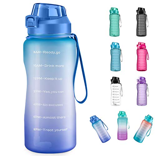 4AMinLA Motivational Water Bottle 64/100oz Half Gallon Jug with Straw and Time Marker