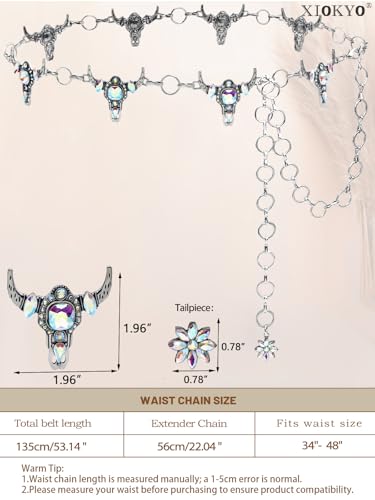 Glitter Rhinestone Belt Chain Silver Bling Crystal Western Cowgirl Concho Belts for Women Formal Dress2