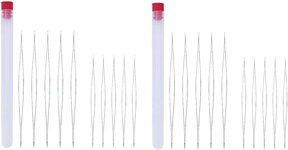 Big Eye Beading Needles Kit - 20Pcs Stainless Steel Embroidery Pins for Seed Beads Size 10, Looming, Sewing, Weaving, Jewelry Making, DIY Crafts - Storage Tube Included - Beading Supplies
