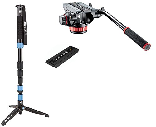 Sirui SUP204SR Photo/Video Monopod w/Manfrotto MVH502AH Pro Tripod Head with Flat Base, Fluid