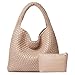 DAILANDO Fashion Woven Tote Bag For Women, Soft Hobo Purse and Large Capacity Weave Shoulder Handbag