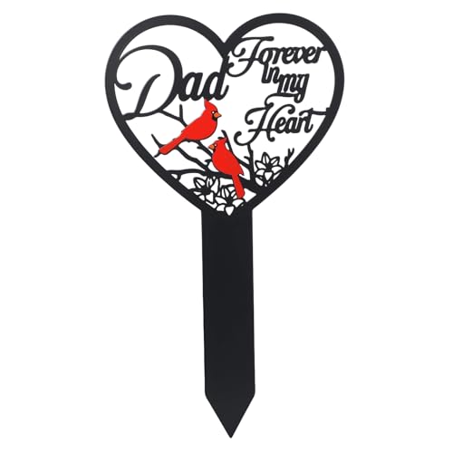 Hoemwarm Memorial Grave Markers for Dad Cardinals Metal Grave Decorations for Cemetery Butterfly Cemetery Cardinals Stake Decoration Garden Stakes for Dad
