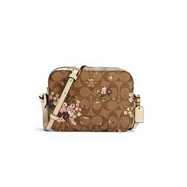 COACH WOMENS MINI CAMERA BAG IN SIGNATURE LEATHER 2403 (Khaki Pink Multi)