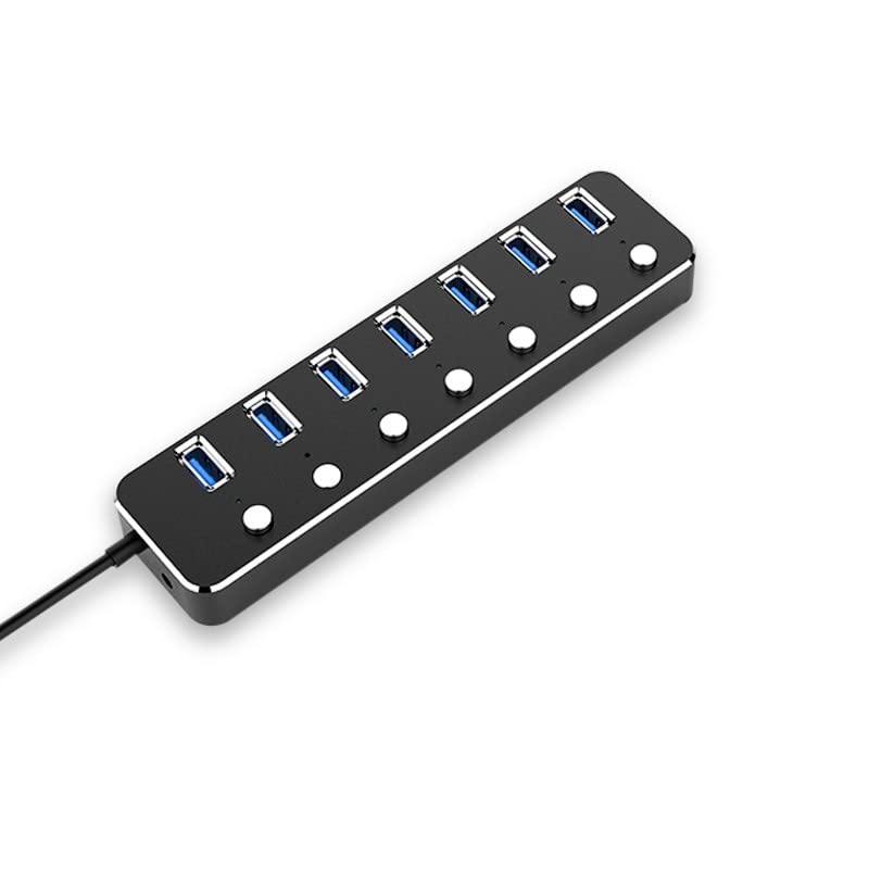 Hub USB 3.0 multiprise 7 trous à commutateurs individuels max 5V 1-2A