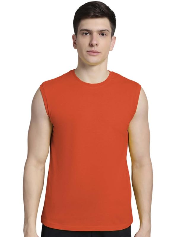 fbar Men' Black Round Neck Sleeveless Cotton Vest-picture-11