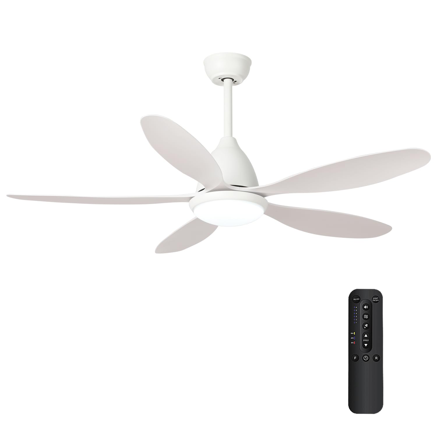 Ceiling Fans with Lights and Remote, 52'' Ceiling Fan Large Air Volume 6-Speed Adjustable, DC Motor Reversible 5 Blades Low Profile Air Circulation Ceiling Fan Lights for Living Room Bedroom Patio