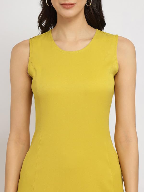 Image of FableStreet Women's Casual Polyester Stylised Neck A Line Midi Dress