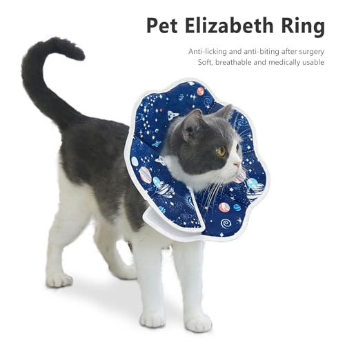 Xiuyer Halskrause Hund, Halskrause Katze, Hunde Halskrause, für Kleine Hunde und Erwachsene Katzen, Leckschutz nach Op Hund, Beeinträchtigt Nicht das Trinken und Essen(Blau L)