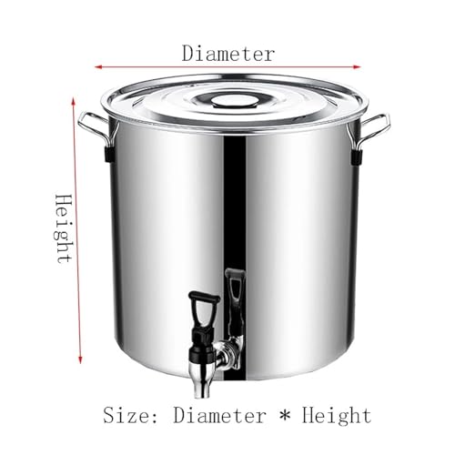 Suppentopf aus Edelstahl mit Deckel, vielseitiger Suppentopf, Milch verdickte Dose mit Wasserhahn, robuster Verbundboden, 590 l, ideal zum Kochen und Servieren von Suppen und Eintöpfen