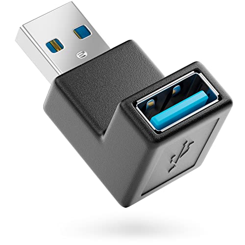 deleyCON Adattatore USB 3.0 Angolato - Adattatore a 90° - A Maschio a A Femmina - Compatibile con Tutti i Cavi USB - Gestione Ottimale Dei Cavi