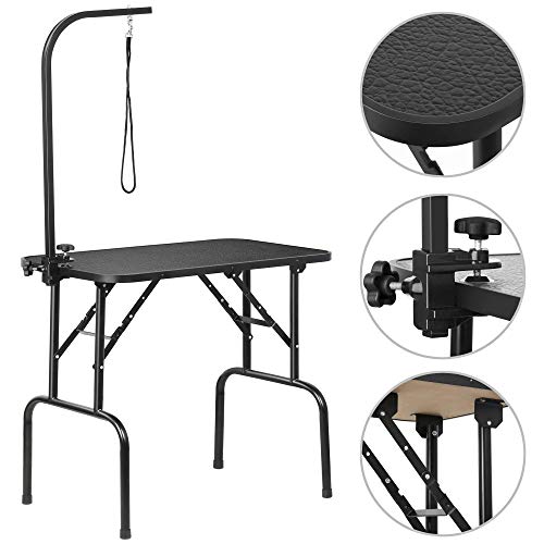 Yaheetech Foldable Pet Dog Grooming Table with Adjustable Height Arm Drying Table