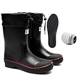 E KAINI Mens Rain Boots Water boots Waterproof PVC Rubber Boots Outdoor Mud Boots,Comfort Lightweight Mid-Calf Gardening Fishing Shoes for Yard Farm Work