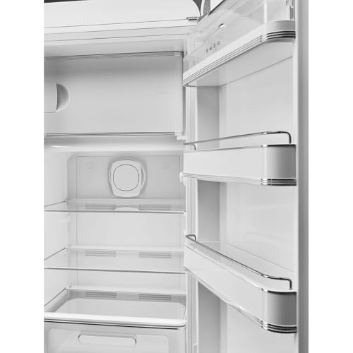 Image of Smeg FAB28 50's Retro Style Top Freezer Refrigerator with 9.93 Cu Total Capacity, Multiflow Cooling System, Adjustable Glass Shelves 24-Inches, Matte White Right Hand Hinge, FAB28URWHM3 Made In Italy