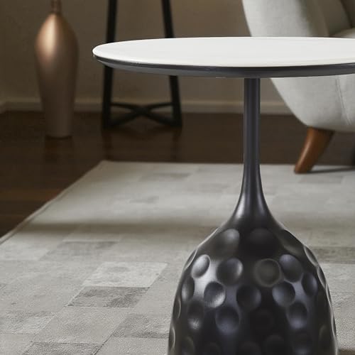 Image of The Attic Neena Round End Table Compact Bedroom Style,Black