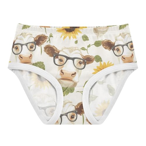 Wusikd Cute Cow Heads Girls' Underwear Cotton Sunflowers Girls Briefs Soft Toddler Underwear 2T