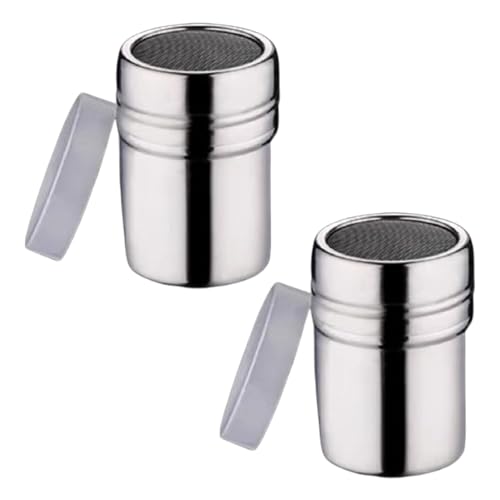 Lot de 2 Saupoudreuse Cacao,Saupoudreuse Sucre Glace,Sucrier en Poudre Duster,Saupoudreuse en Inox,Pour Saupoudreuse Shaker à,Acier D'éPices,Le Cacao en...