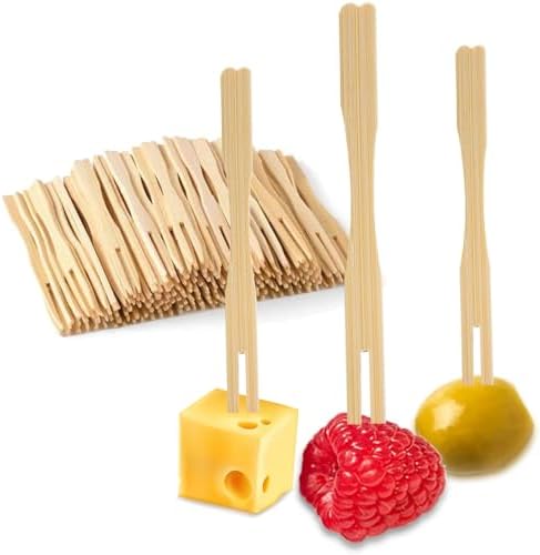 Bamboo Forks,3.5 inch,200 PCS, Mini Food Picks Skewers for Appetizer, Fruit, Pastry, Dessert, Garnish, Sandwich (200 Pcs)