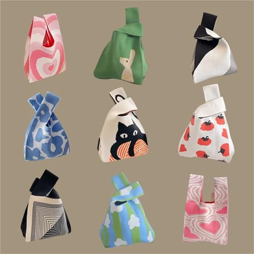 Knot Wrist Bag Fashion Handmade Knit Handbags Women Mini Knot Wrist Bag Casual Tote Bag Reusable Shopping Bags3