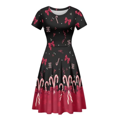 Image of Forchrinse Summer Dresses for Women Crew Neck Short Sleeve Midi Dress Casual Beach Vacation Sundress