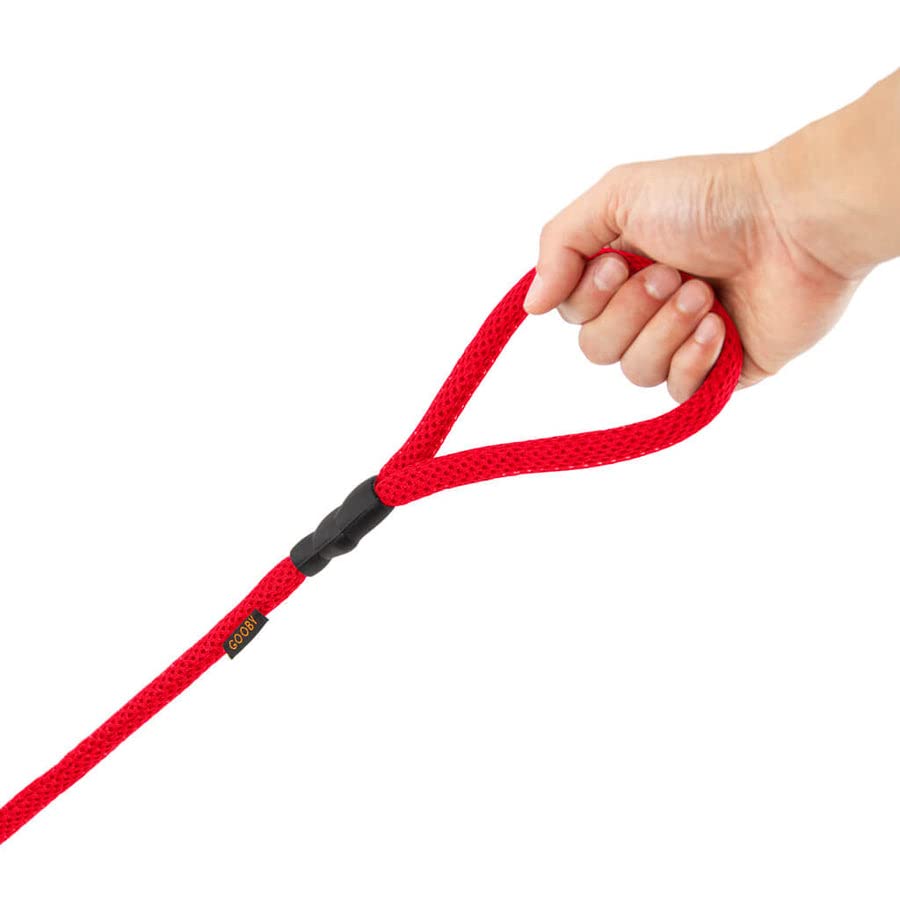 Image of Gooby Mesh Leash, Red, 4 FT | Climbers-rope core, polyester mesh; 4 ft; All-weather; Bolt-snap clasp; Machine washable; Mix-and-match