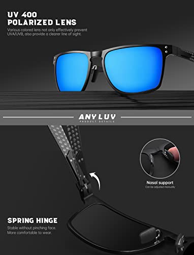 Image of ANYLUV Mens Sunglasses Polarized Upgraded Carbon Fiber Temple Sun Glasses Fashion Driving with UV Protection
