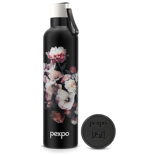 Pexpo Stainless Steel 24 Hrs Hot & Cold Vacuum Insulated Water ISI Certified Flask, 750ml, Knight Black with Printed Design, Oslo | Eco-Friendly, Durable, ISI Certified