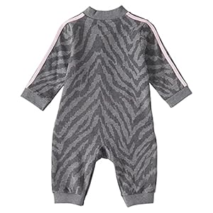 adidas Baby Girls’ Long Sleeve Zip Front Printed French Terry Coveralls