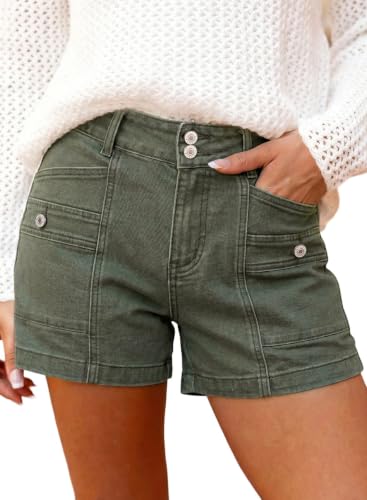 Image of Astylish Women's High Waisted Stretchy Jean Shorts Trendy Denim Shorts